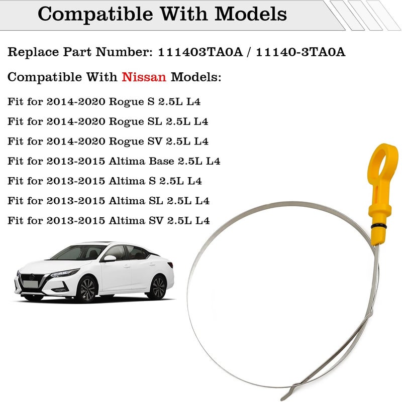 FBLOWMOD 11140-3TA0A Engine Oil Dipstick Indicator, Compatible with Nissan 2014-2020 Rogue 2013-2018 Altima QR25DE Engine Oil Fluid Level Dip Stick Replace 111403TA0A - Image 2